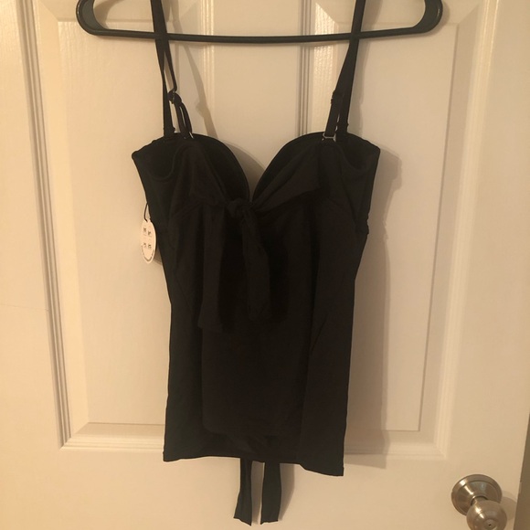 Coco Reef Tie Front Black Tankini Top 32/34C - Picture 3 of 7